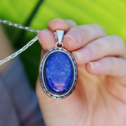 oval lapis lazuli sterling silver gemstone pendant