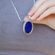 oval lapis lazuli sterling silver pendant