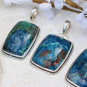 shattuckite sterling silver gemstone pendant