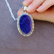 oval lapis lazuli sterling silver pendant