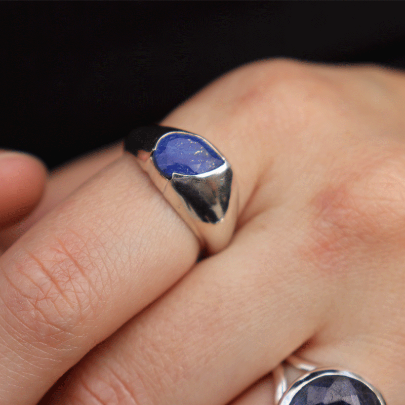 lapis lazuli sterling silver gemstone ring