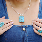 copper turquoise gemstone sterling silver gemstone pendant