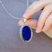 oval lapis lazuli sterling silver pendant