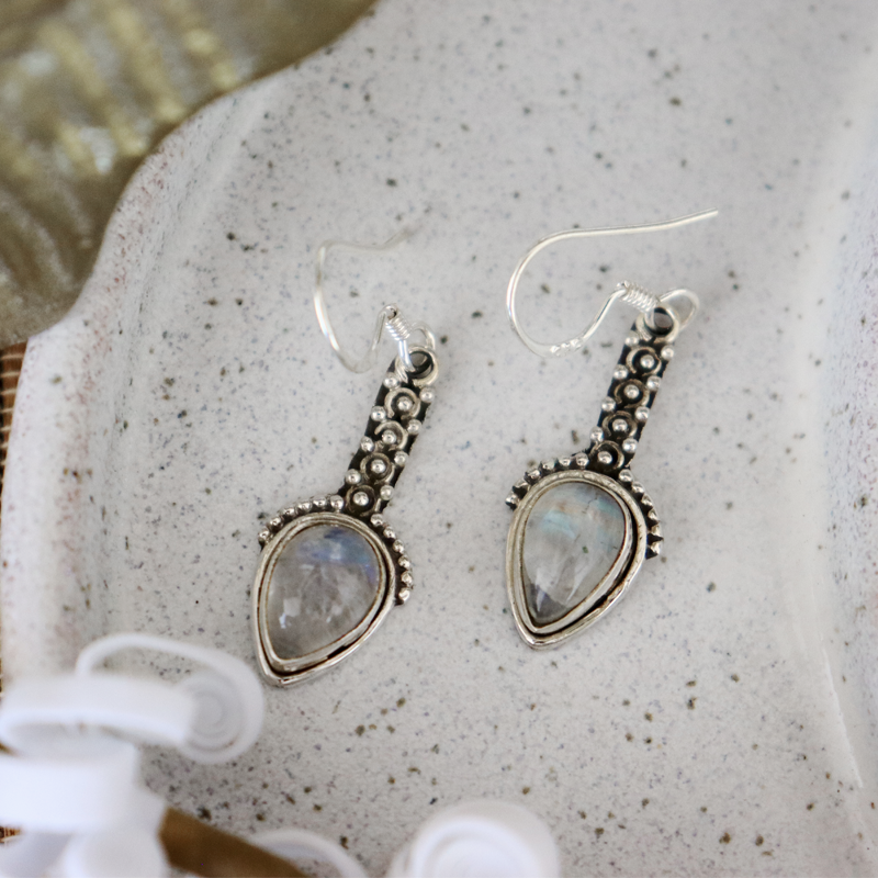 moonstone sterling silver gemstone earrings