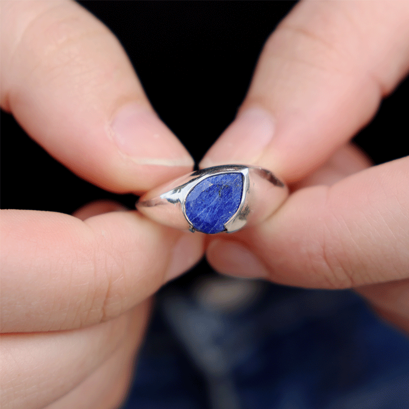 lapis lazuli sterling silver gemstone ring