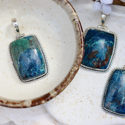 shattuckite sterling silver gemstone pendant