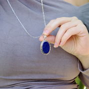 oval lapis lazuli sterling silver pendant