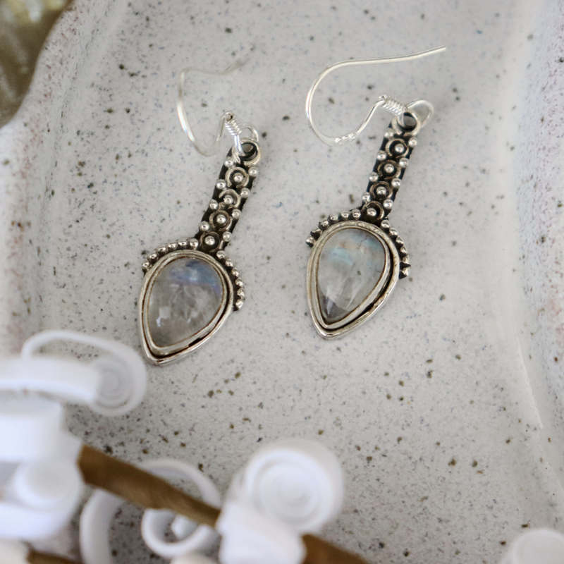 moonstone sterling silver gemstone earrings