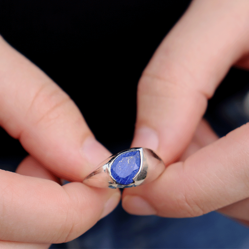 lapis lazuli sterling silver gemstone ring