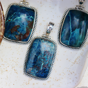 shattuckite sterling silver gemstone pendant