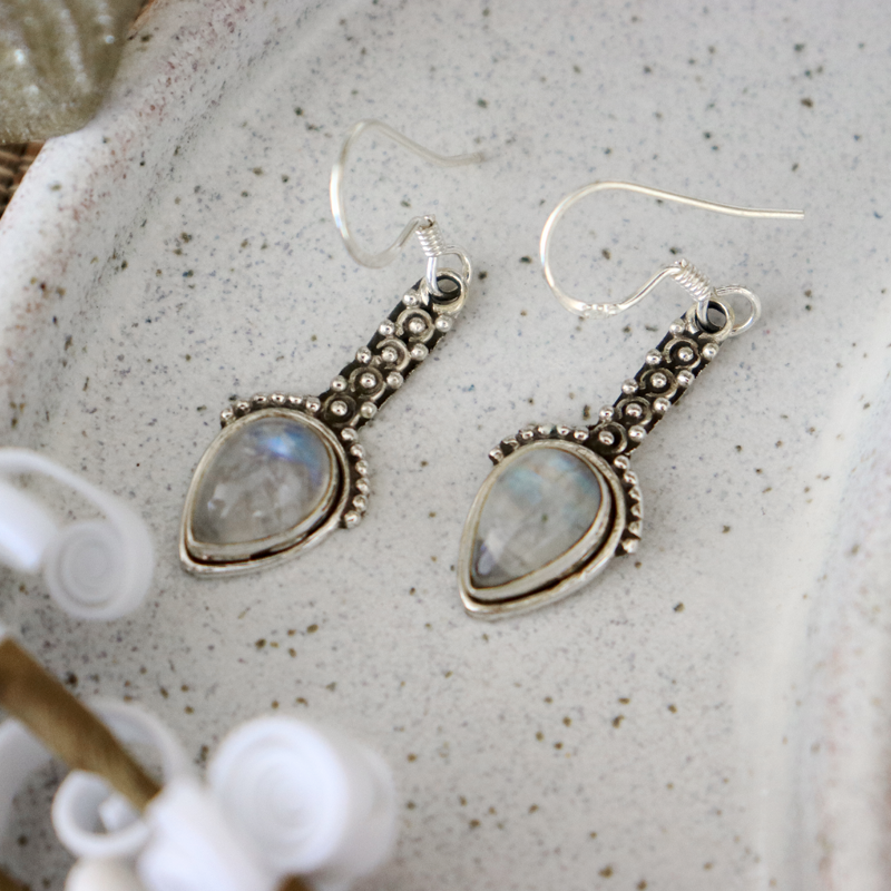 moonstone sterling silver gemstone earrings