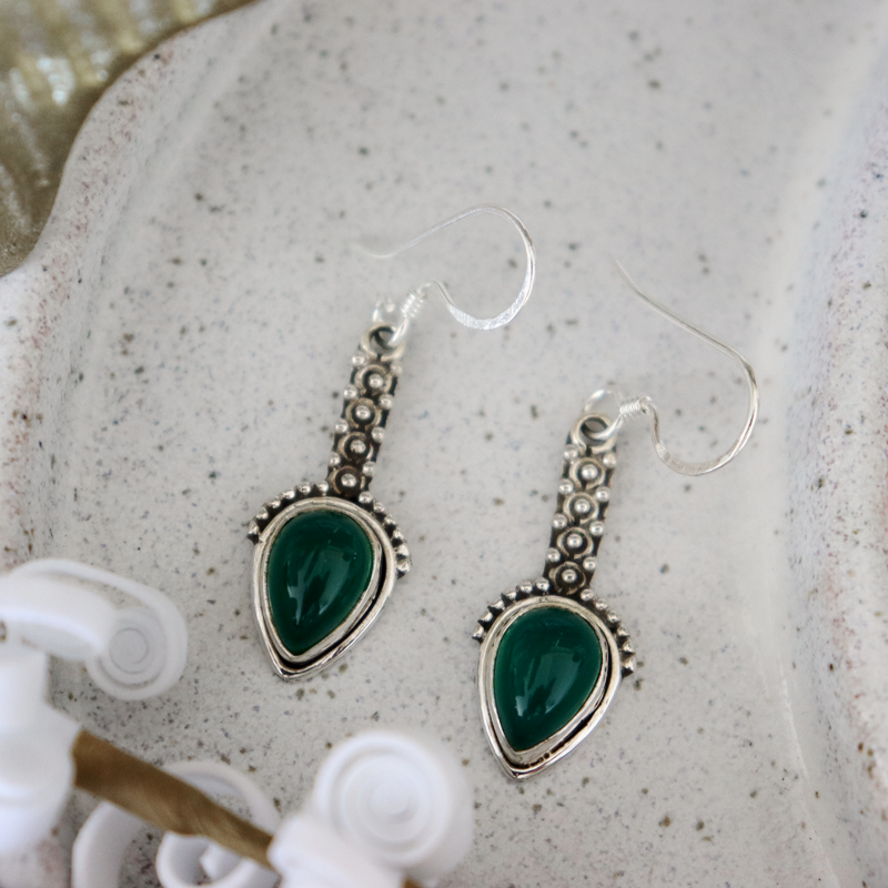 green carnelian sterling silver gemstone earrings