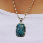 shattuckite sterling silver gemstone pendant
