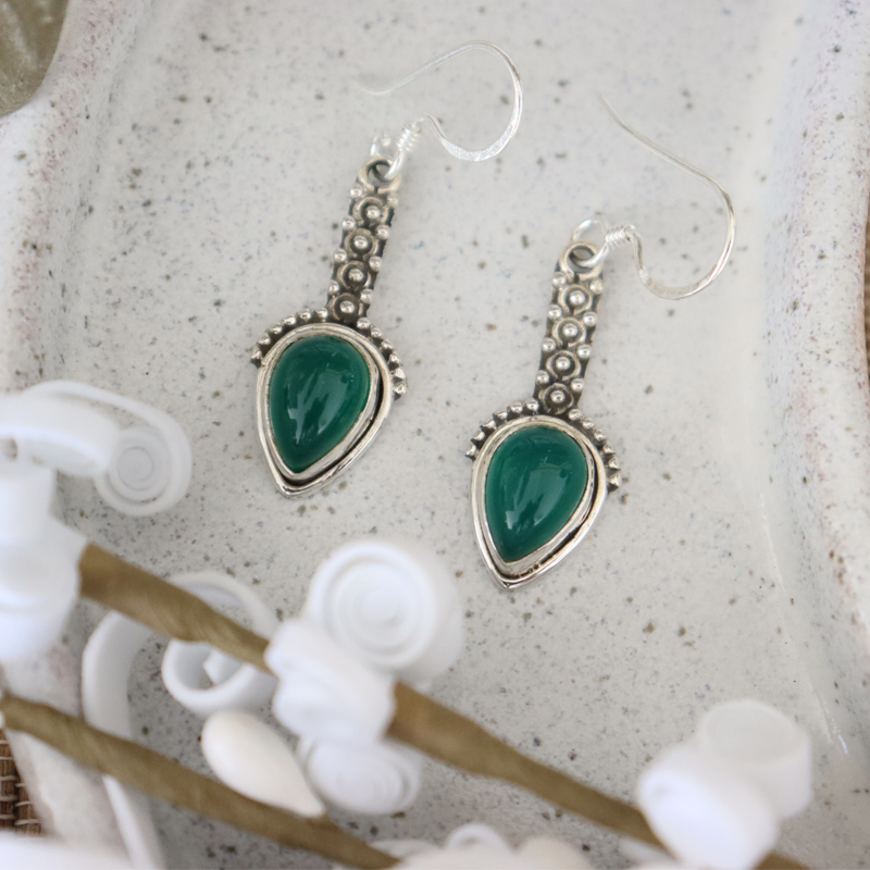 green carnelian sterling silver gemstone earrings