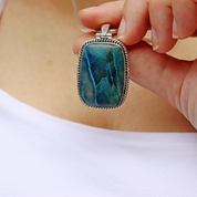 shattuckite sterling silver gemstone pendant