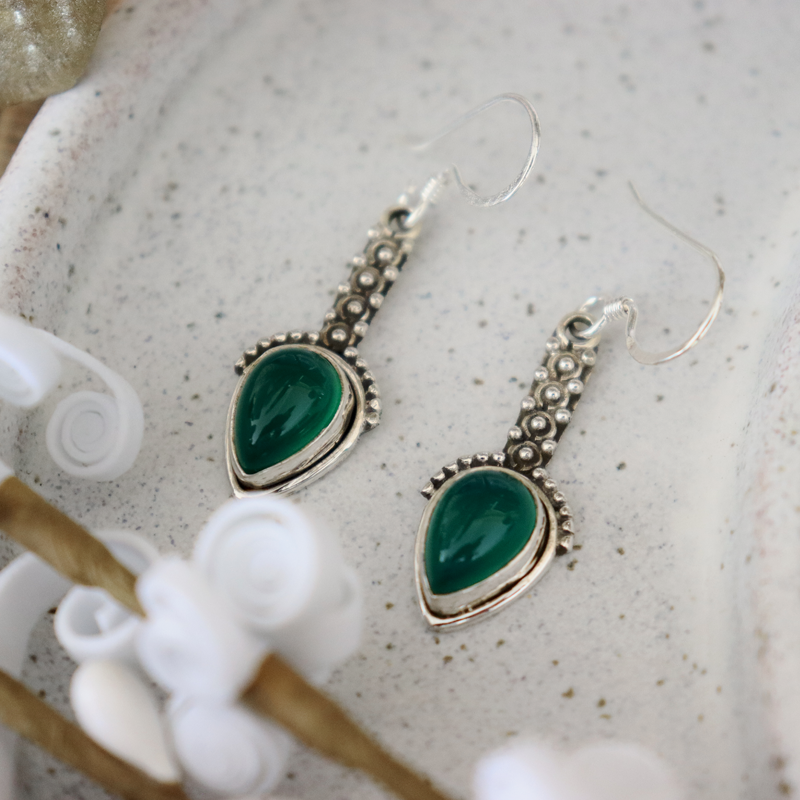 green carnelian sterling silver gemstone earrings