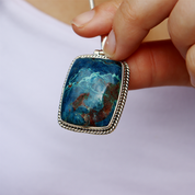 shattuckite sterling silver gemstone pendant