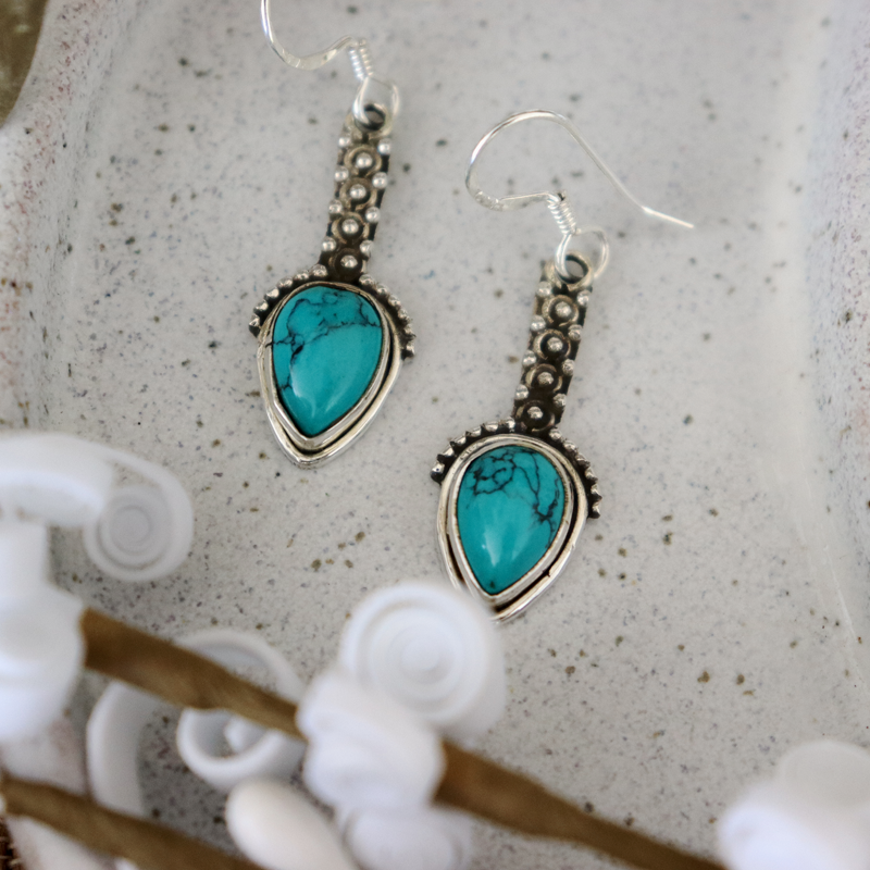 turquoise sterling silver gemstone earrings