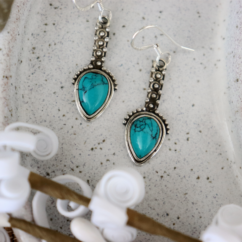 turquoise sterling silver gemstone earrings