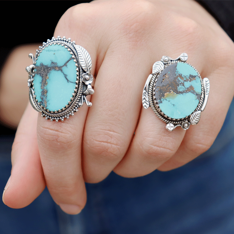 turquoise gemstone sterling silver ring