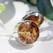 large round garden quartz silver gemstone ring