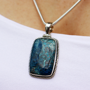 shattuckite sterling silver gemstone pendant