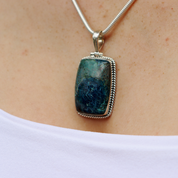 shattuckite sterling silver gemstone pendant