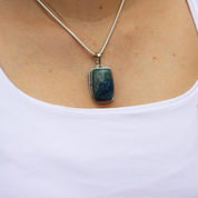 shattuckite sterling silver gemstone pendant