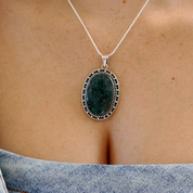 oval emerald quartz sterling silver gemstone pendant