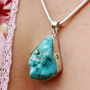 big turquoise sterling silver gemstone pendant