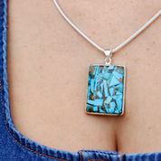 copper turquoise gemstone sterling silver gemstone pendant