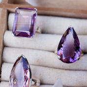 amethyst teardrop silver gemstone ring