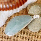 large chalcedony silver gemstone pendant