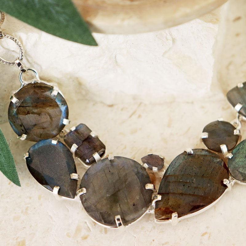 chunky labradorite sterling silver gemstone necklace