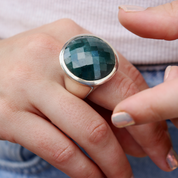 emerald quartz big sterling silver gemstone ring