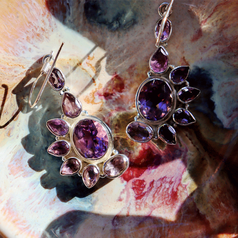 amethyst sterling silver gemstone earrings