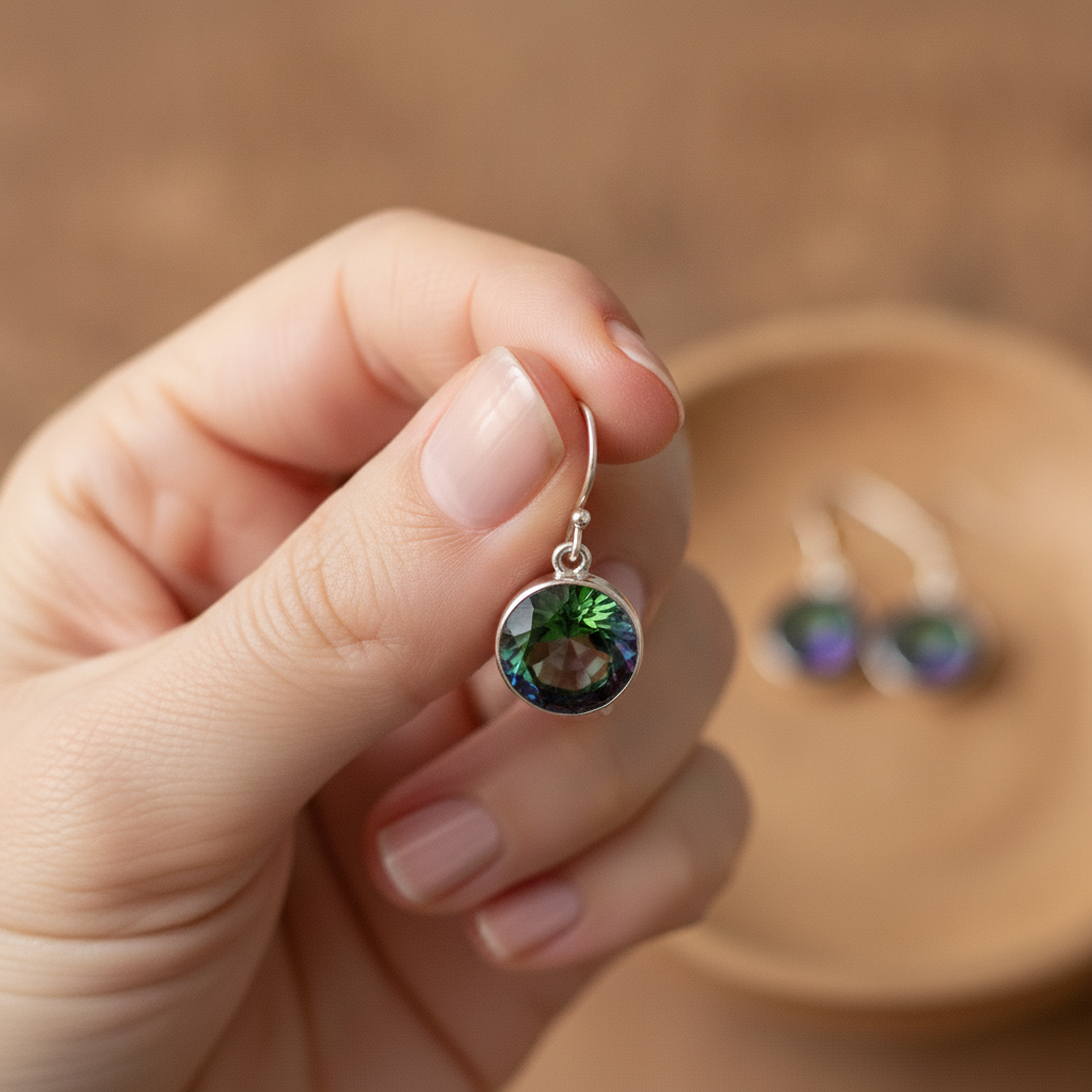 mystic topaz sterling silver gemstone earrings