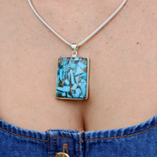 copper turquoise gemstone sterling silver gemstone pendant