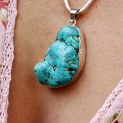 big turquoise sterling silver gemstone pendant
