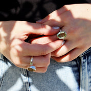 lemon quartz oval silver gemstone ring