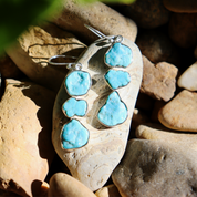 raw turquoise sterling silver gemstone earrings