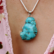 big turquoise sterling silver gemstone pendant