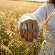 mystic topaz oval gemstone sterling silver ring