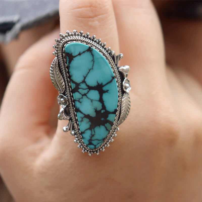 turquoise gemstone sterling silver ring