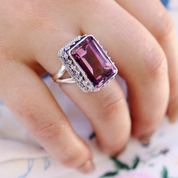 Khu Amethyst Emerald Cut Ring