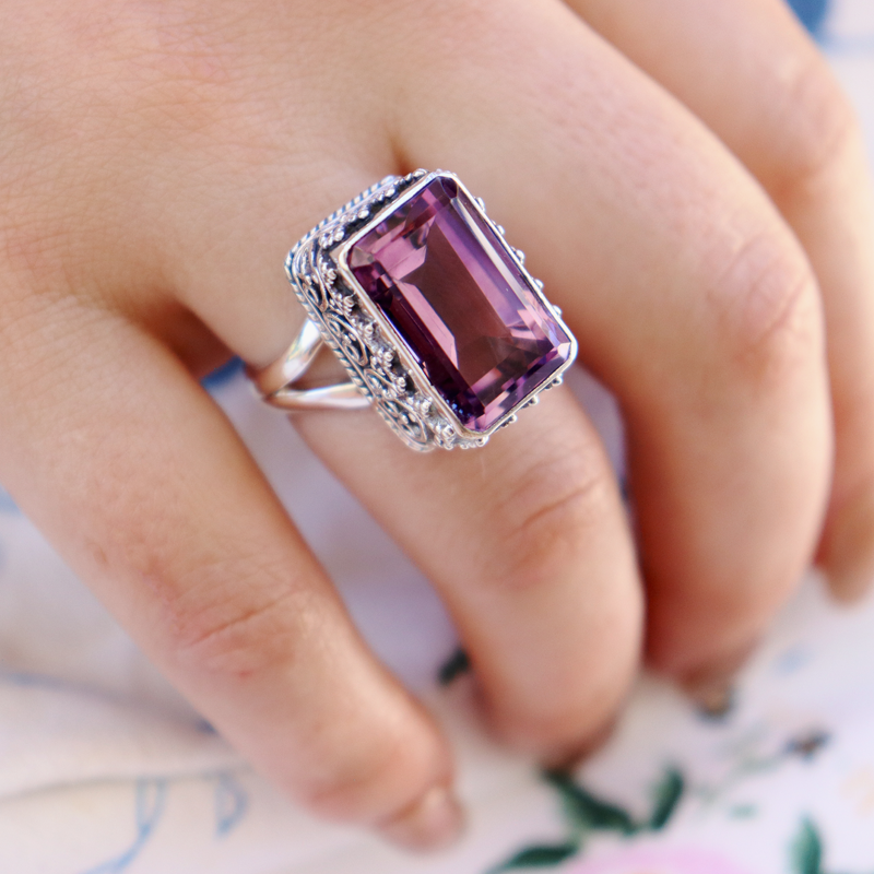 Khu Amethyst Emerald Cut Ring