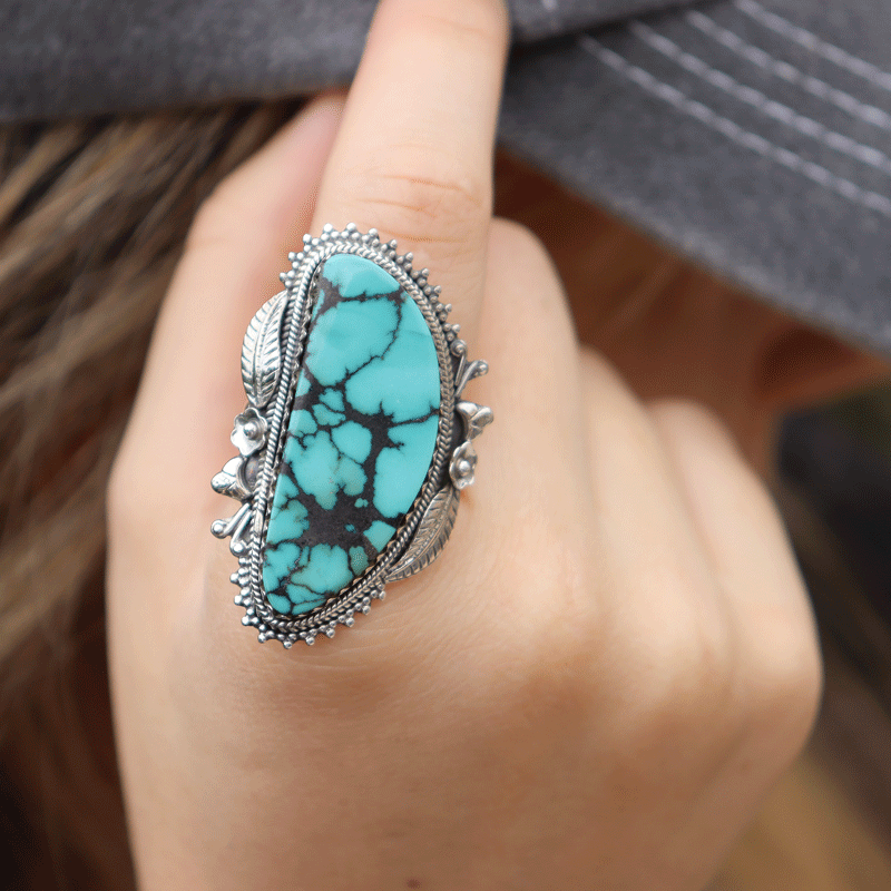 turquoise gemstone sterling silver ring