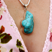 big turquoise sterling silver gemstone pendant