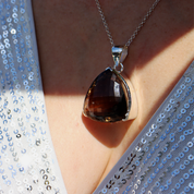 large smoky quartz silver gemstone pendant