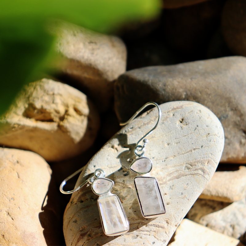 moonstone sterling silver gemstone earrings